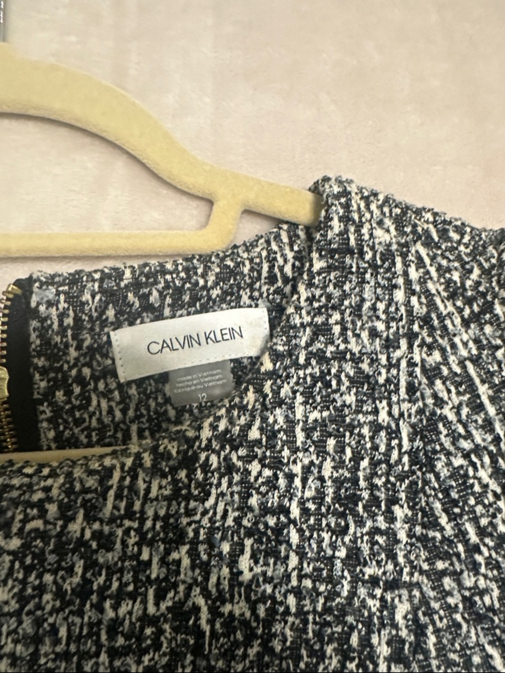 Calvin Klein Black and White Tweed Midi Dress - Picture 2 of 5